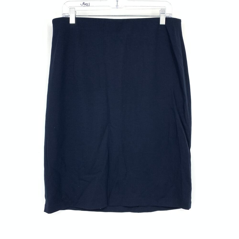 Philosophy Ponte Pencil Skirt Womens Size 14 Navy Blue Stretch Waist Back Zip
